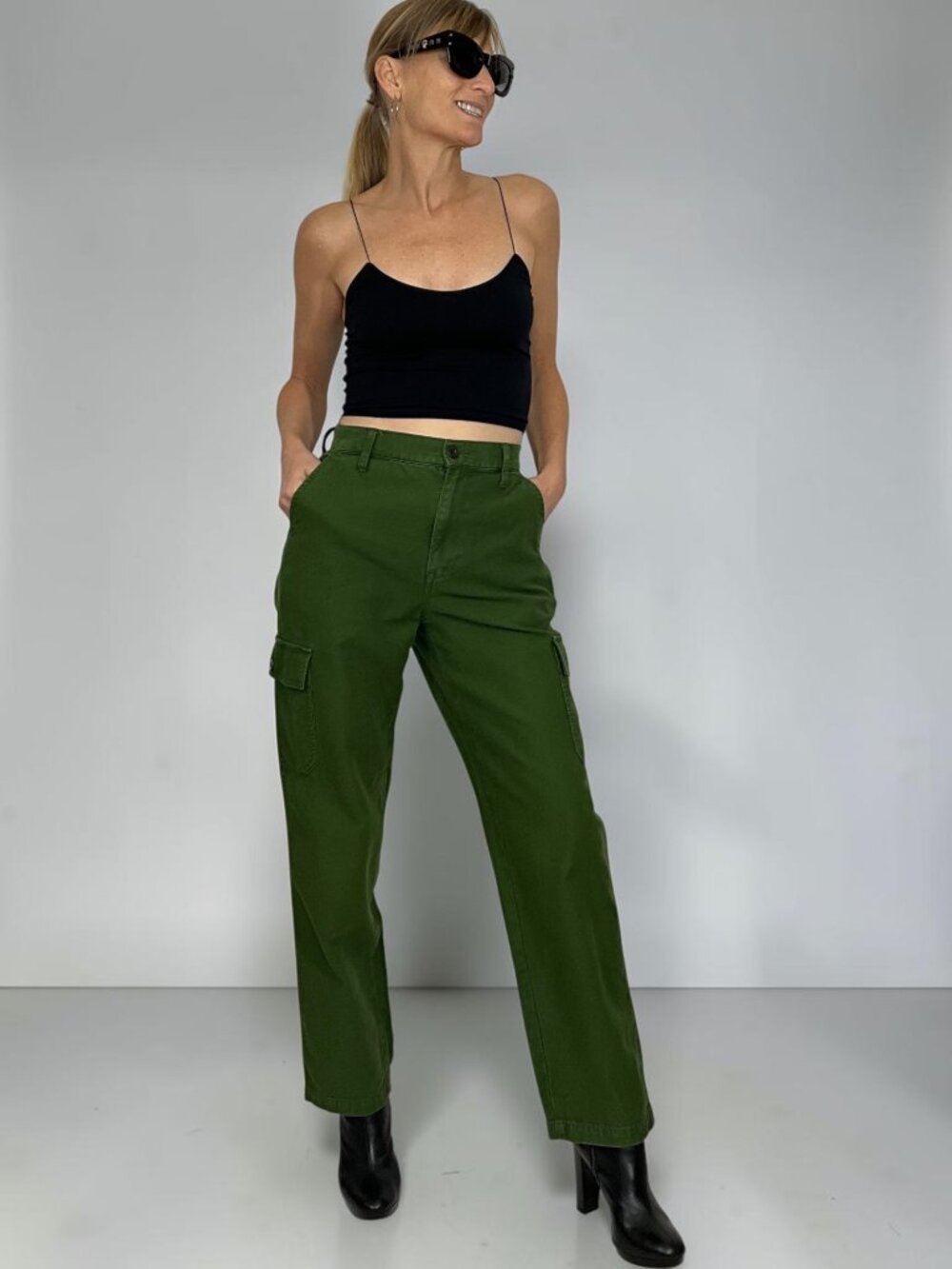Madewell Baggy Straight Cargo Pants Garment Dyed Edition 25 Wild Pine Utility
